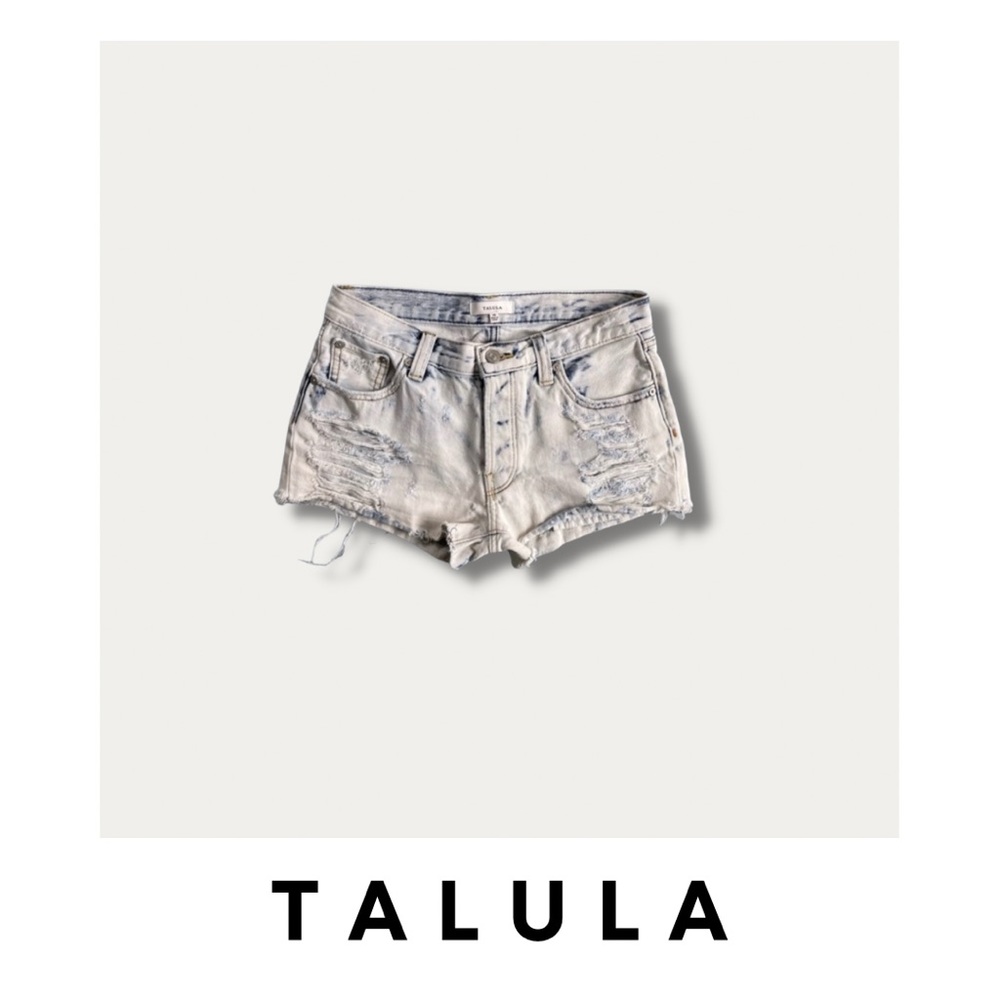 Talula Button Fly Distressed Denim Shorts